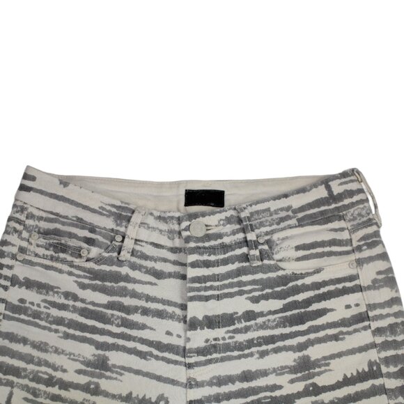 Mother Looker Girl With Cat Tattoo Ankle Fray Gray Cream Jeans, Size 26 - Picture 5 of 7